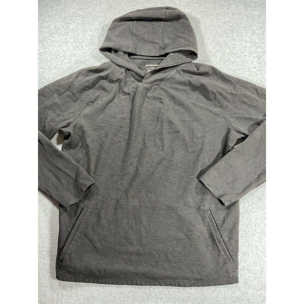 Mizzen+Main Mens XL Gray Performance Pullover Hoodie Kangaroo Pocket 2260